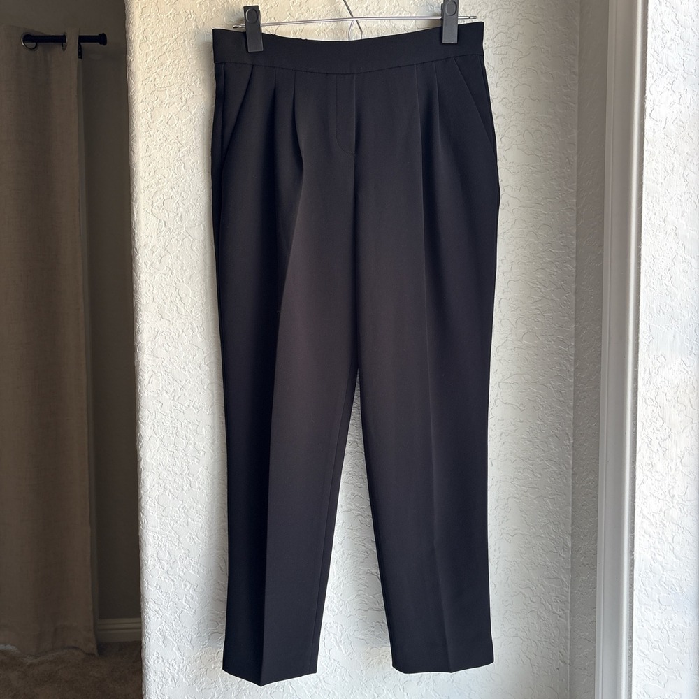 Babaton Women 2 Dress Pant Black Pleated High Rise Tapered Trousers Work Office